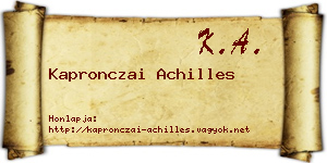 Kapronczai Achilles névjegykártya